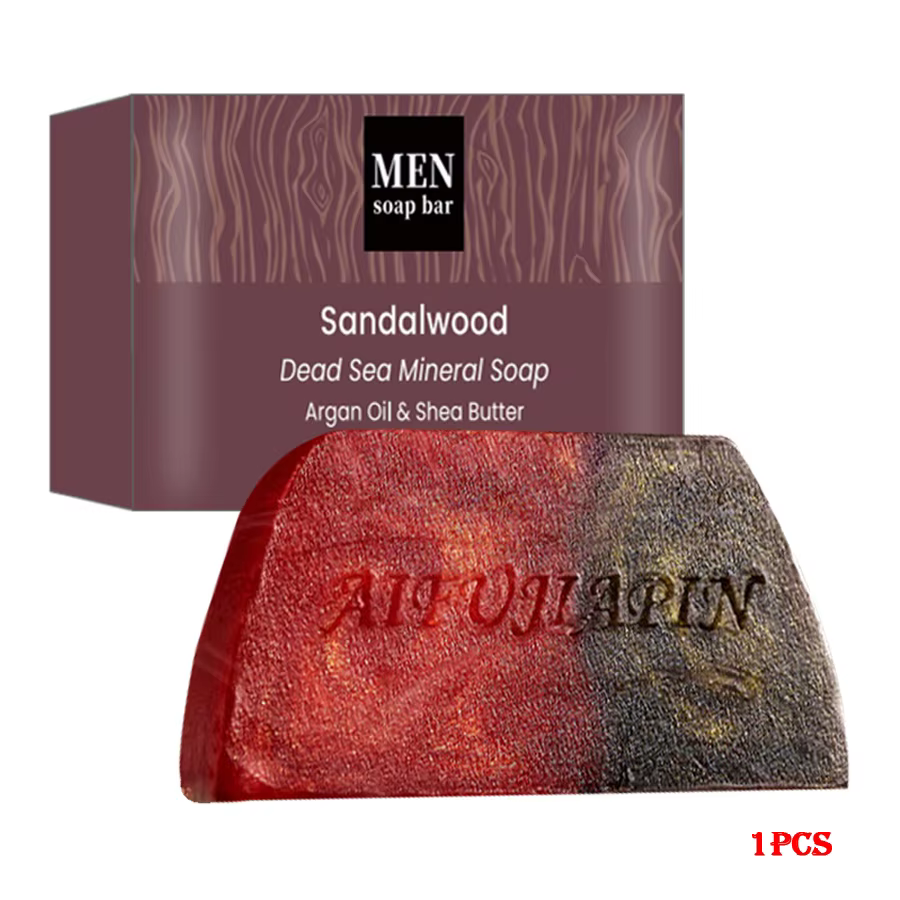 Savon blanchissant fait à la main en bois de santal pour hommes, nettoie en profondeur le corps, hyd