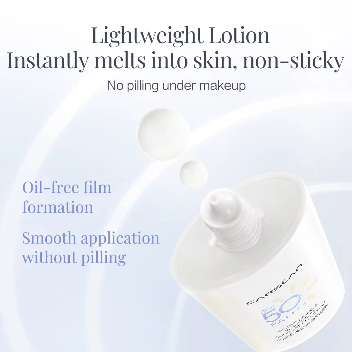 CARSLAN – Lotion solaire éclaircissante et blanchissante, légère, Non collante, imperméable, pour le