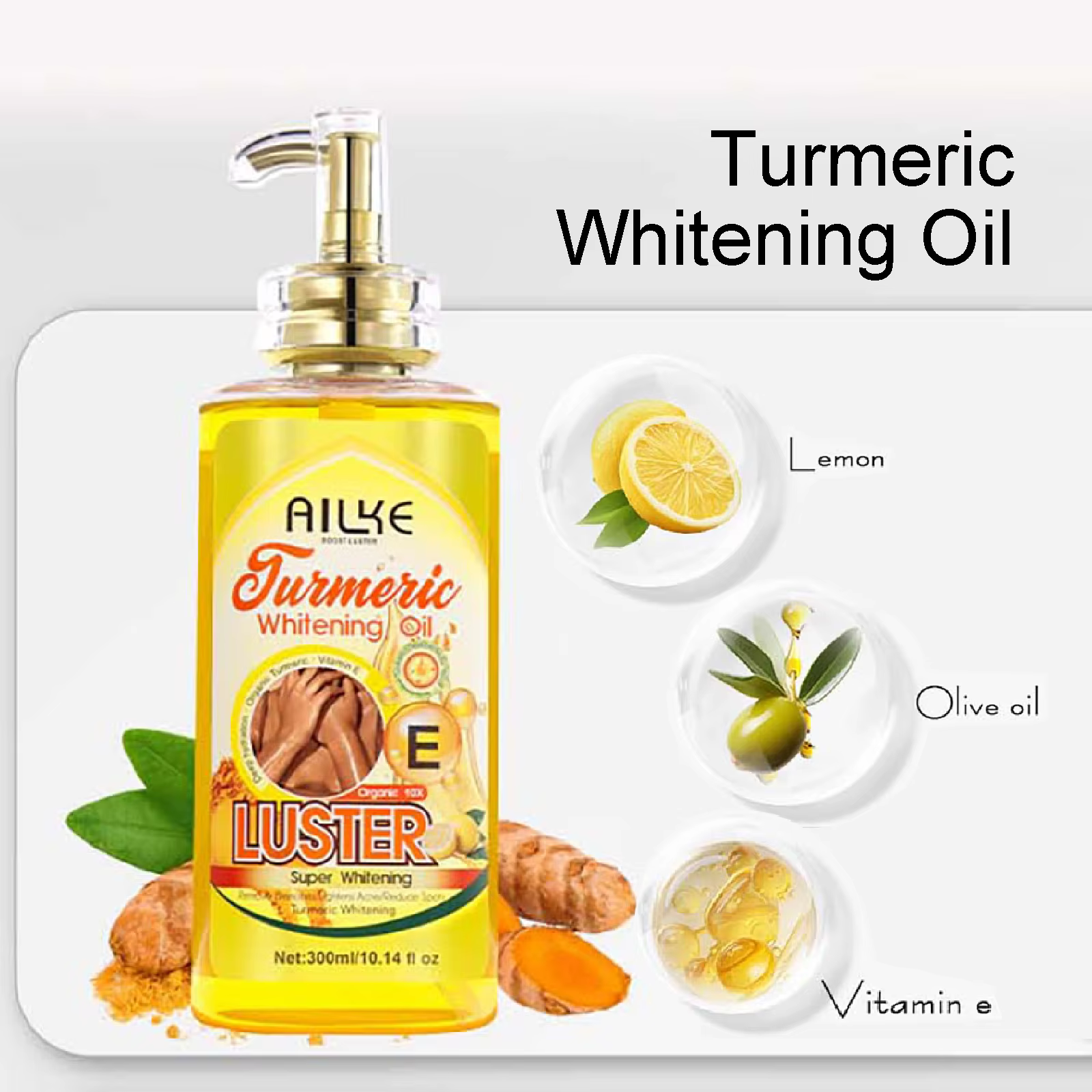 AILKE Huile corporelle blanchissante, hydratante, nourrissante, éclaircissante, peau lisse, réduit l