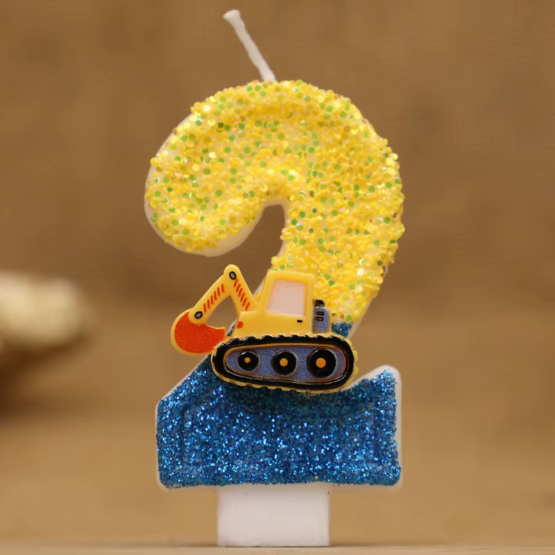 Mignon mode créative ingénierie voiture pelle numéro gâteau d'anniversaire bougie cadeau décoration 