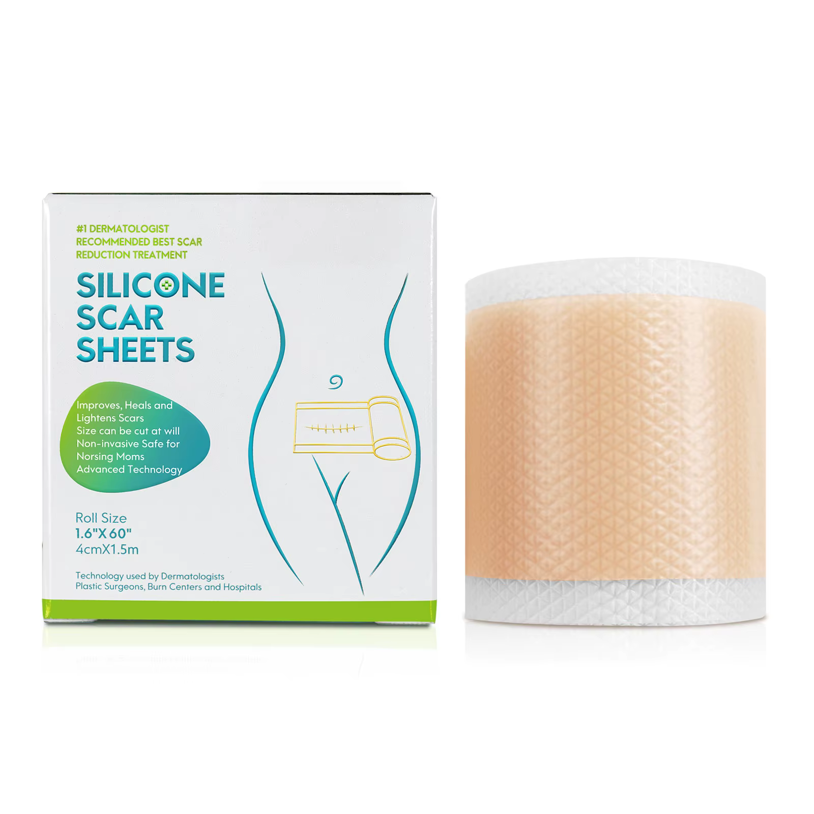 Feuilles de silicone pour cicatrices 4cm x 150cm, 1 rouleau de ruban adhésif auto-adhésif pour couvr