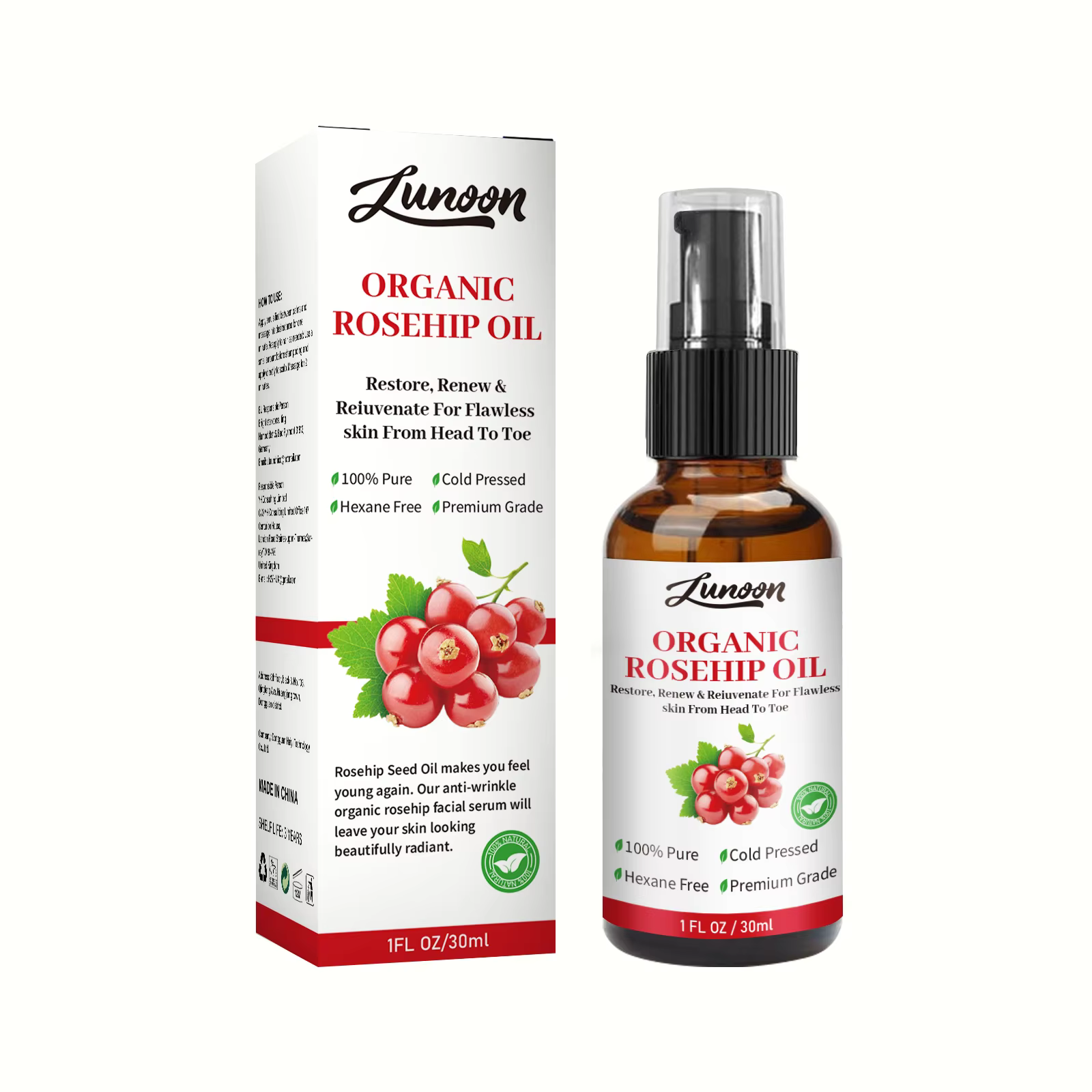Huile essentielle de rose musquée hydratante, huile de rose musquée Anti-sèche et éclaircissante, hu