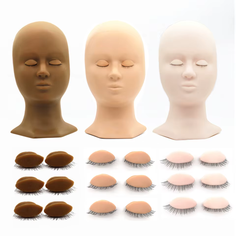 Tête de Mannequin pour extension de cils, kit de formation avec paupières amovibles, têtes de modèle