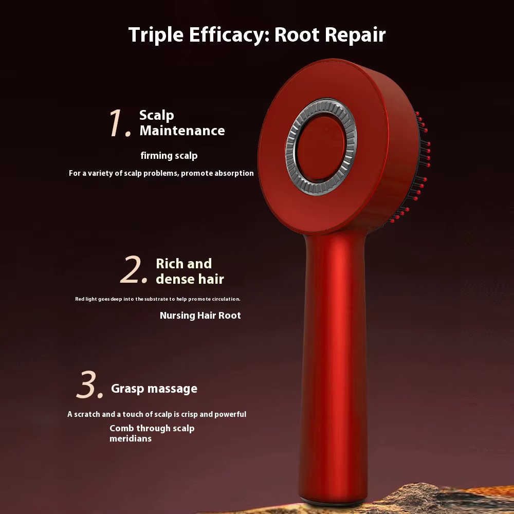 Peigne de Massage électrique à vibrations, thérapie à la lumière rouge, brosse de Massage pour la cr