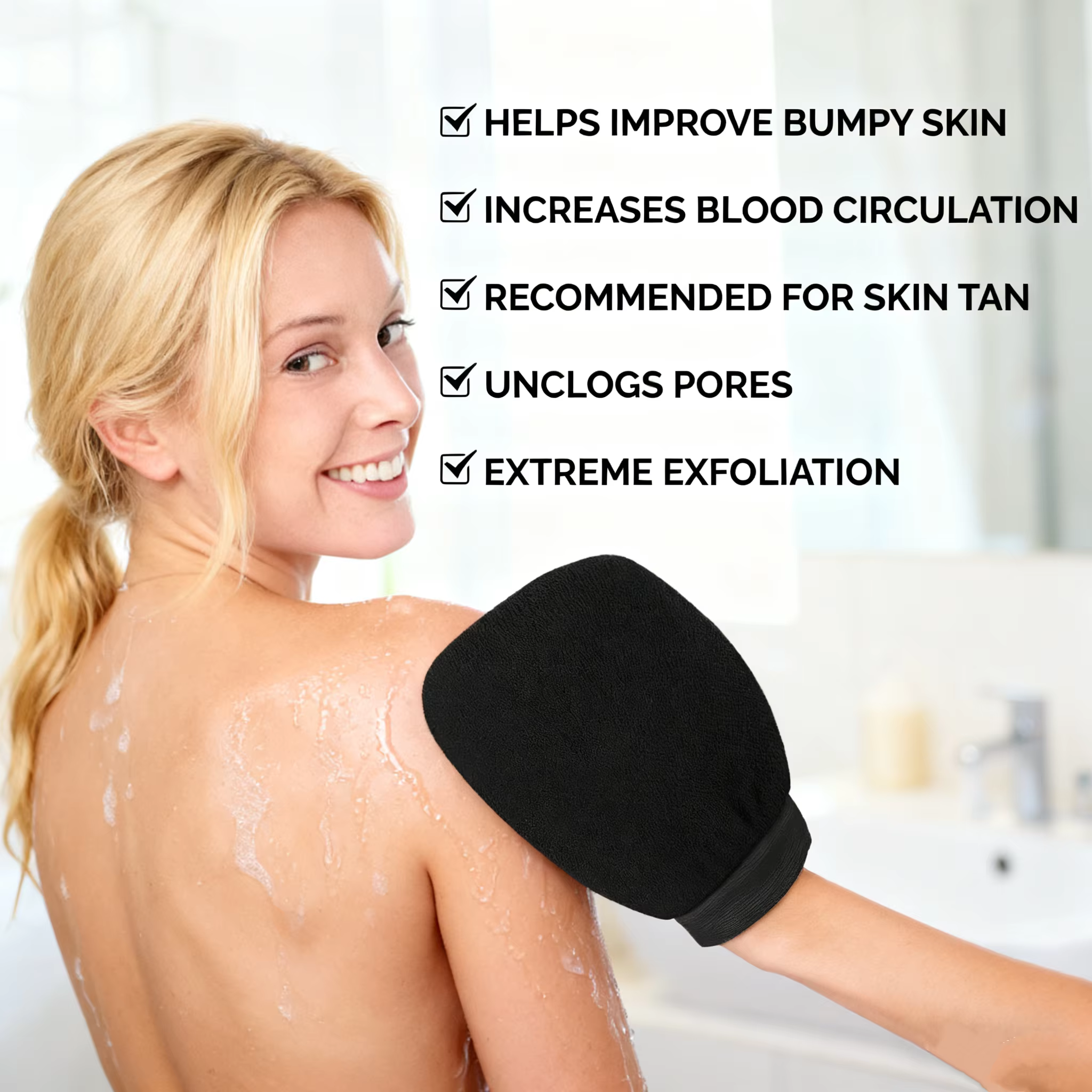 Gant exfoliant pour le corps et le visage – Gommage bain et douche pour un nettoyage en profondeur, 