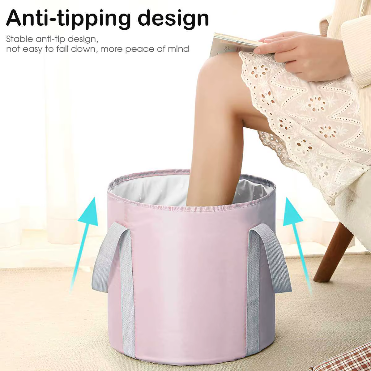 Bassin pliable multifonctionnel portable, bassin pour bain de pieds, bassin de trempage avec rétenti