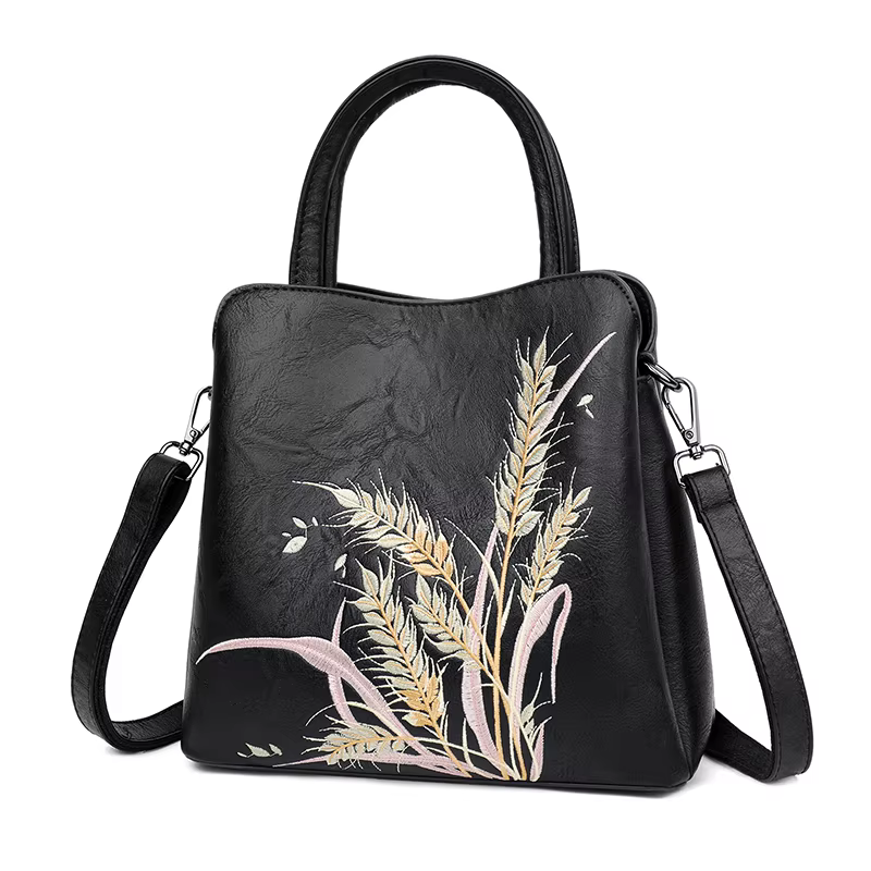 Sac à main brodé vintage pour femme, élégant sac bandoulière, sac de navetteur grande capacité à plu