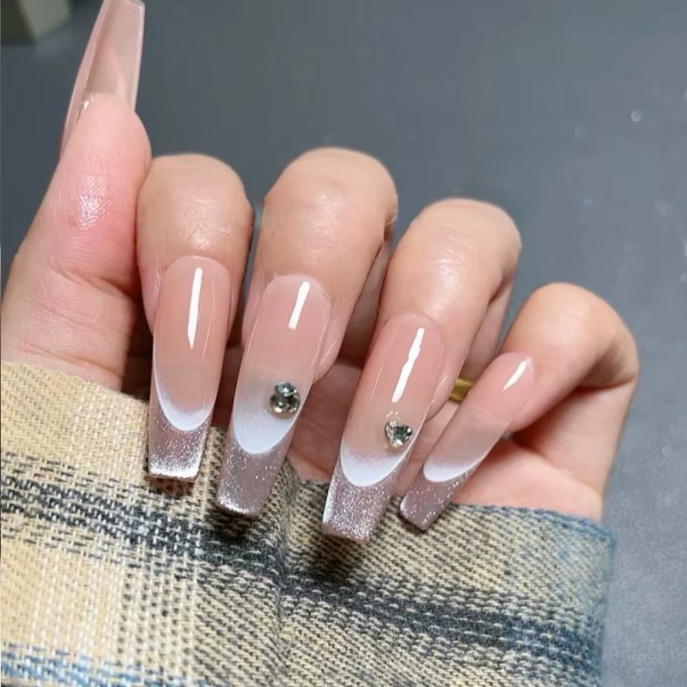 Autocollants 3D pour Nail Art, ligne dégradée française, auto-adhésifs, blanc + noir, pochoir de con