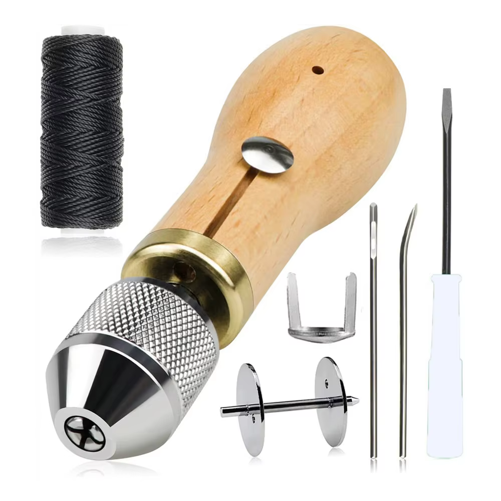 Kit de Machine à Coudre pour le Cuir, avec Deux Les Grosses, Trois Fils de Alicante en Noir, Blanc e