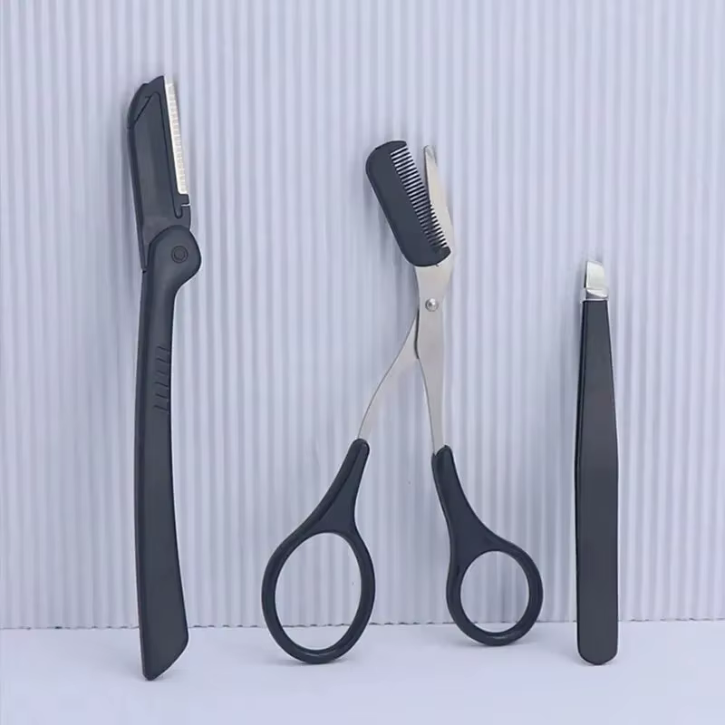 1/3 pièces pince à sourcils en acier inoxydable peigne ciseaux tondeuse à sourcils outil de coupe de