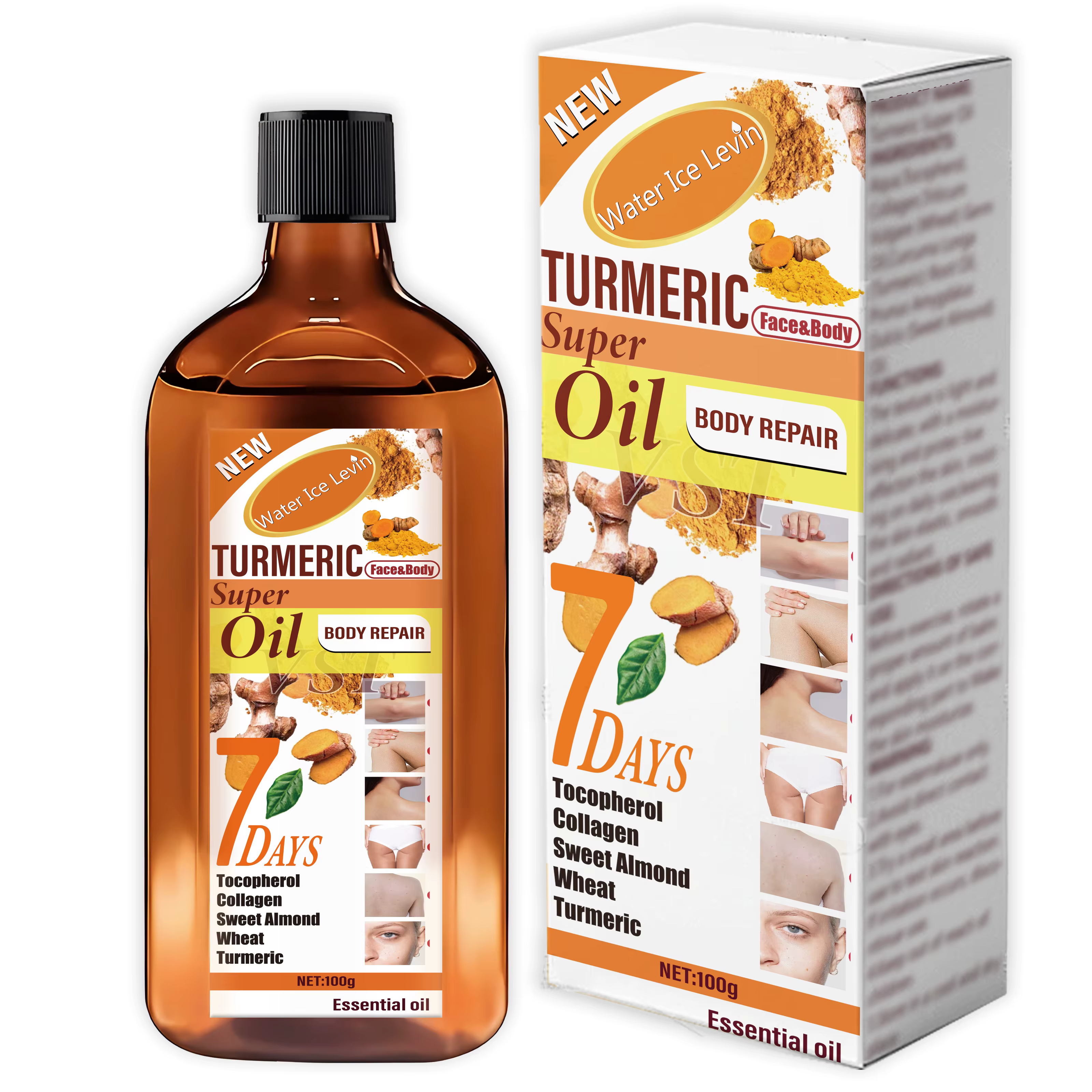 Huile essentielle de soin pour la peau au curcuma, effet hydratant et éclaircissant, douce, lisse, d