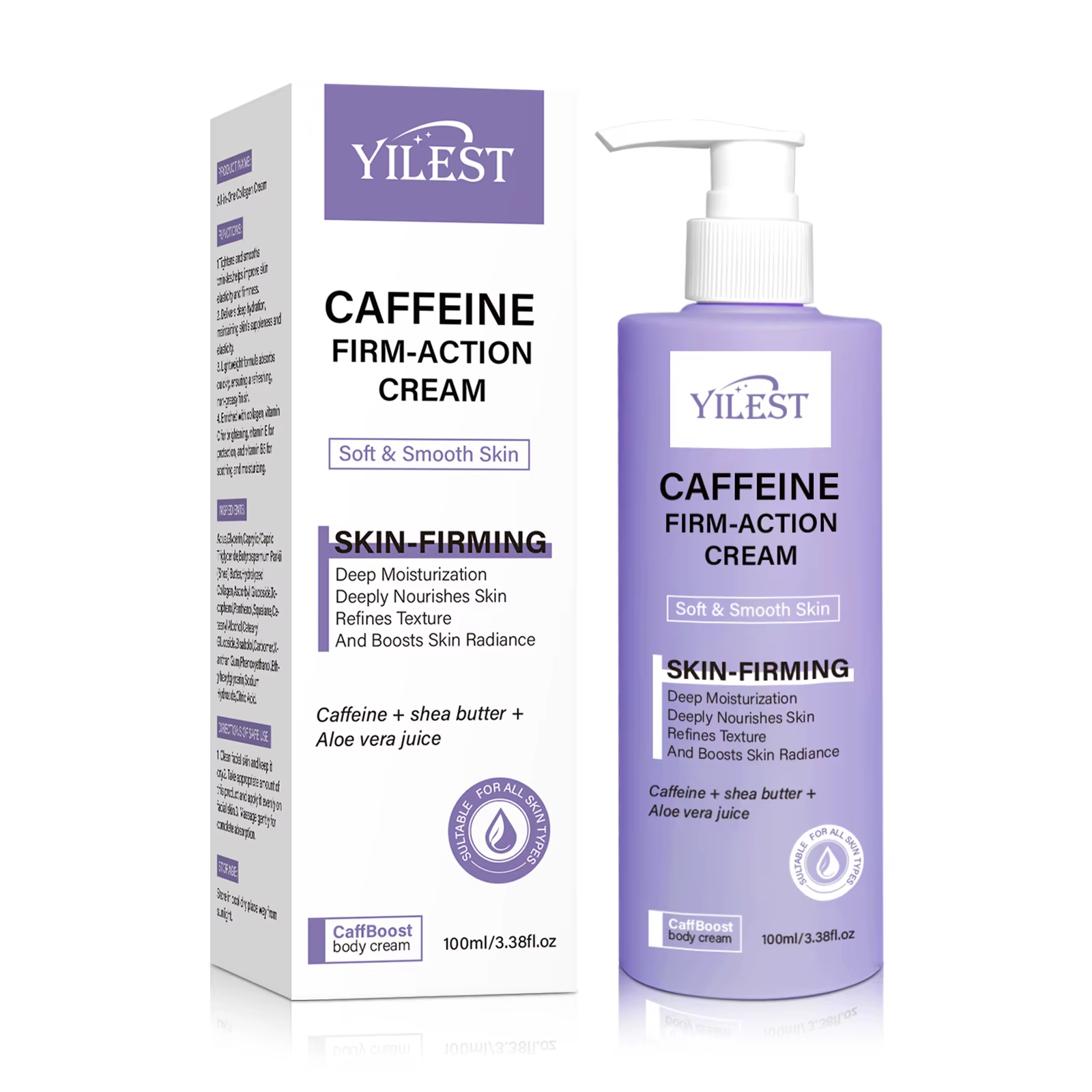 YILEST caféine crème à action ferme 100ml crème pour le corps hydratante raffermissante pour la peau