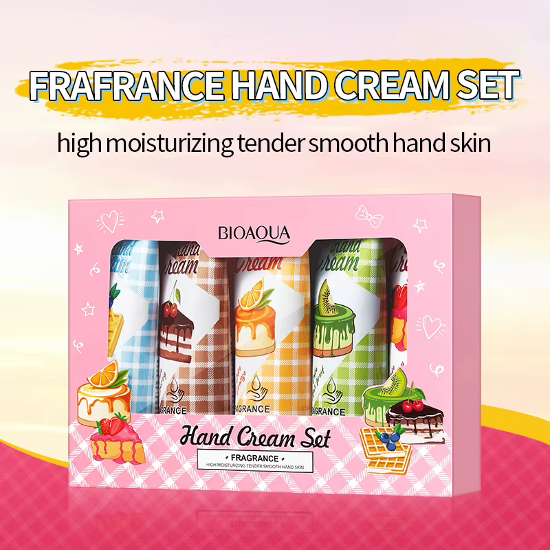 BIOAOUA Crème pour les mains de luxe Coffret cadeau de Noël 5Pack Crème pour les mains parfumée hydr