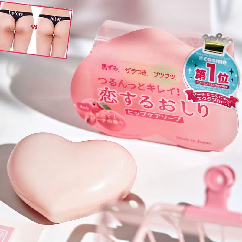 Savon japonais pour les fesses et les hanches, pêche en forme de cœur, Anti-hanche, Anti-obscurité, 