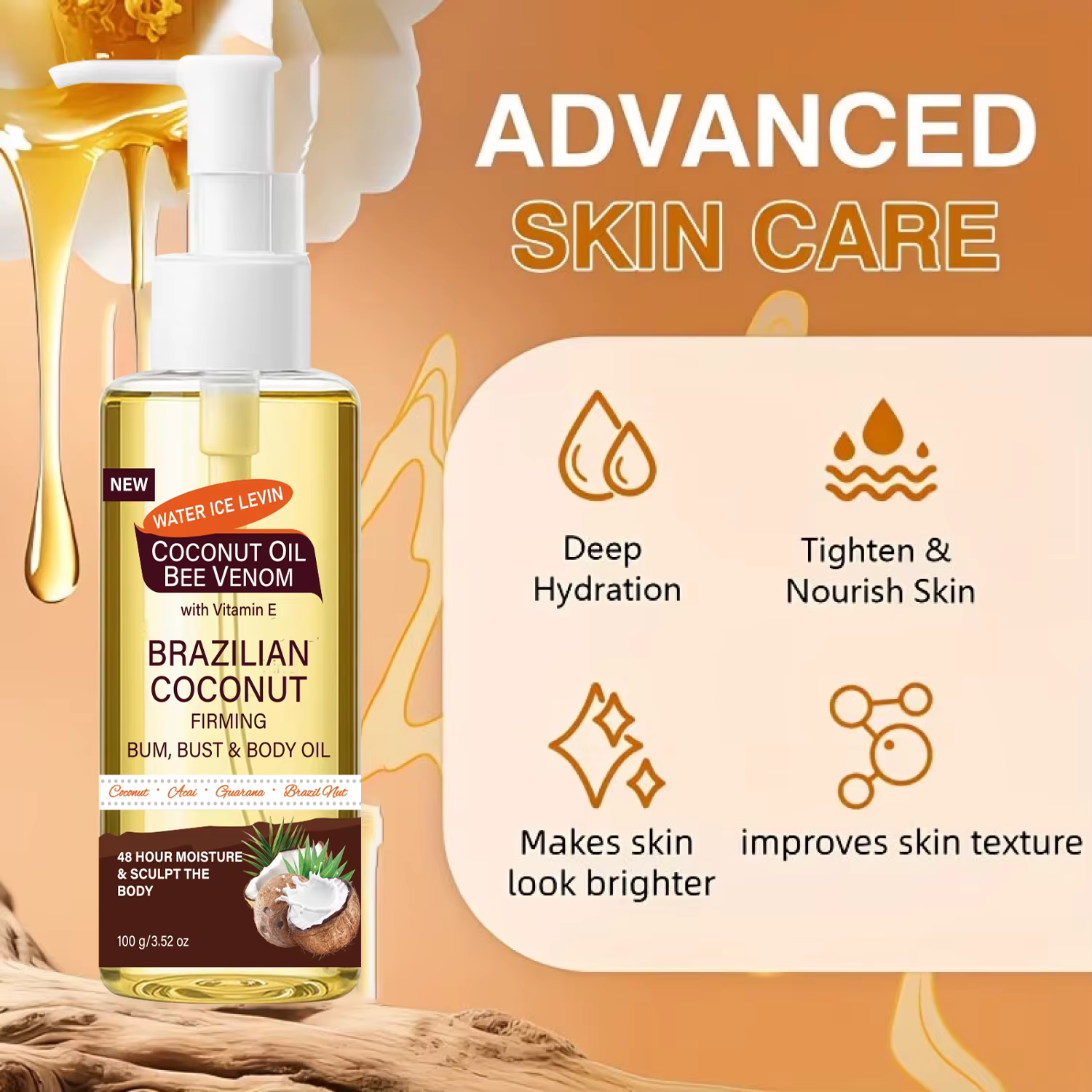 Huile Corporelle Raffermissante à la Noix de Coco Brésilienne
