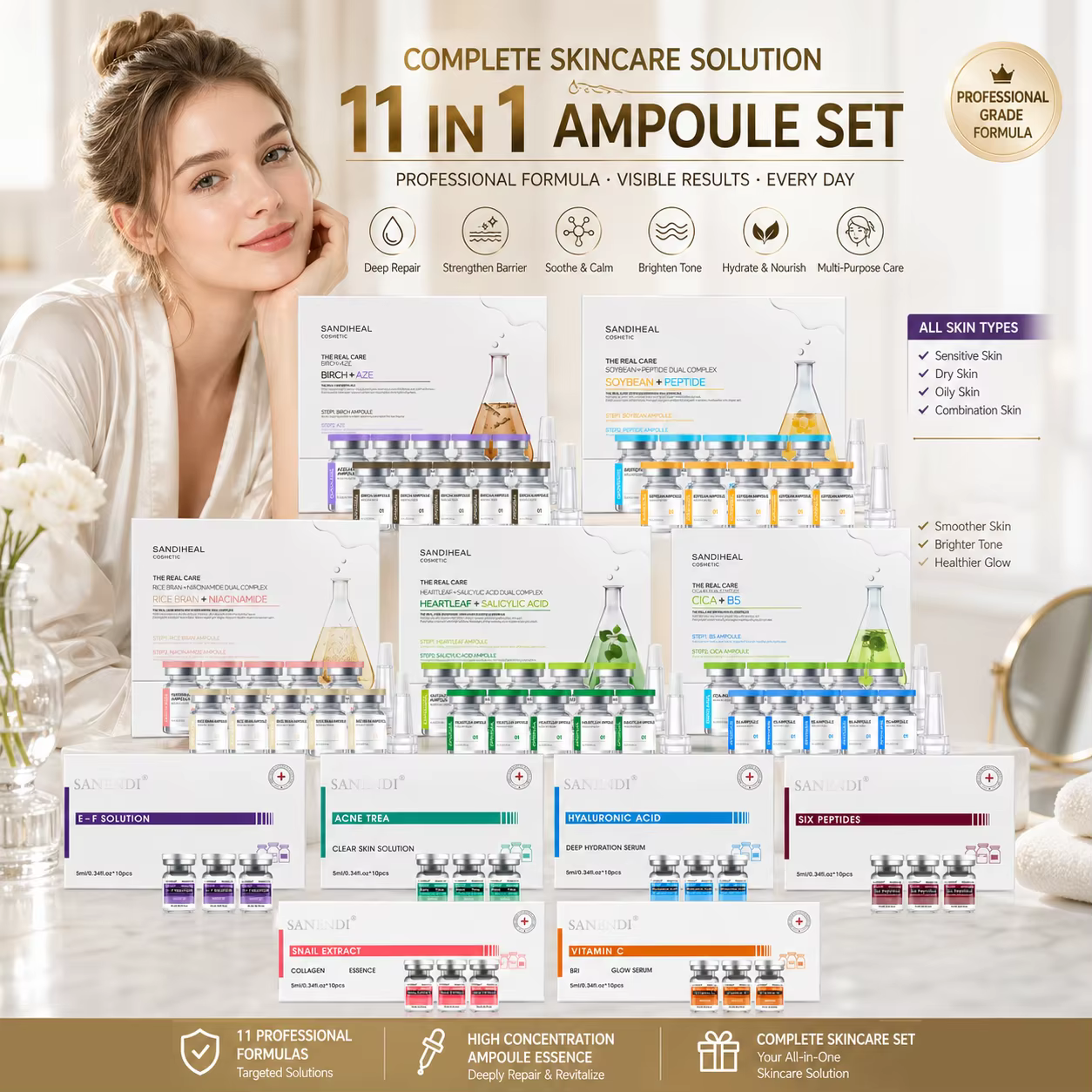 Ensemble de soins de la peau coréen multifonctionnel AQUA HA
