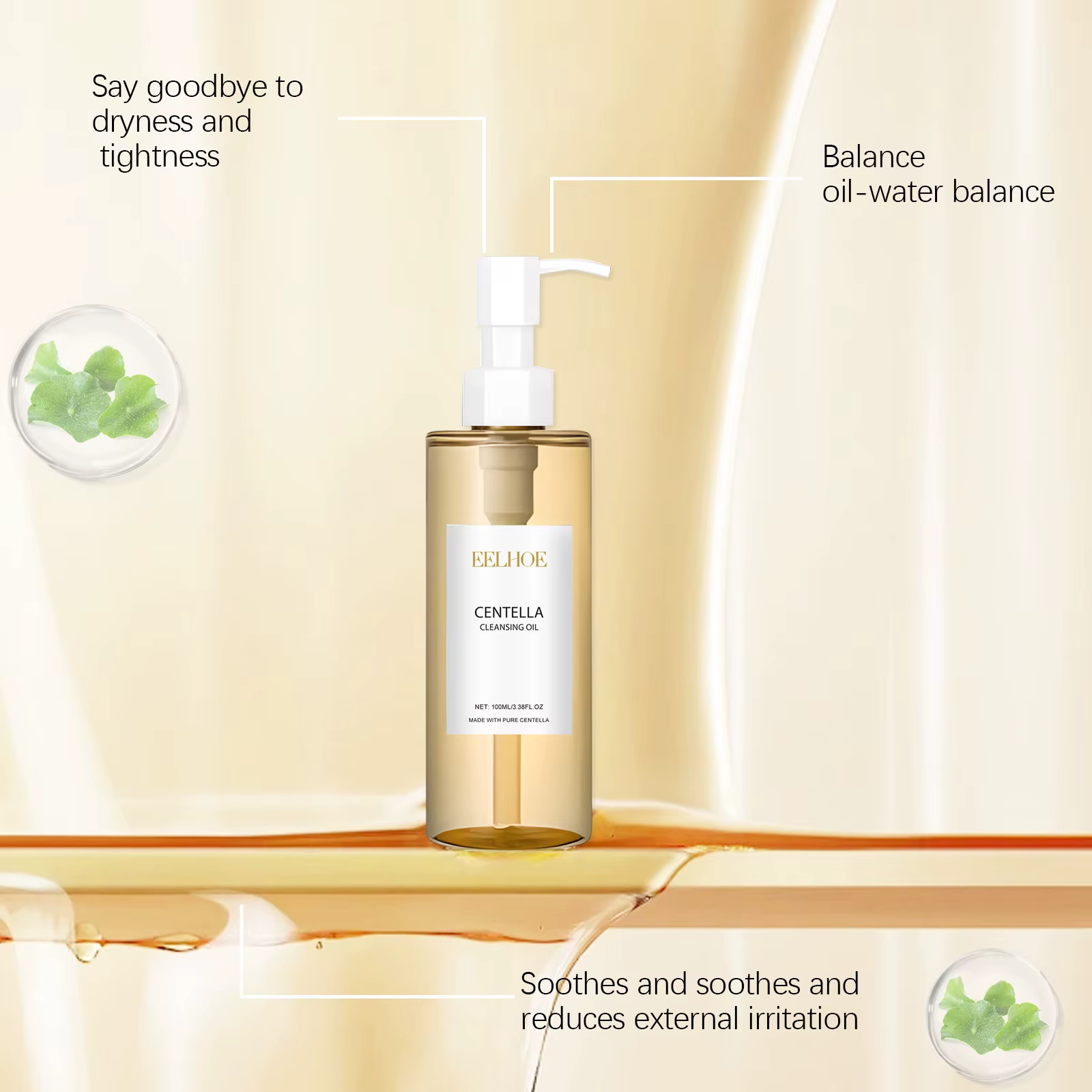EELHOE huile nettoyante pour peau sensible contrôle de l'huile rétrécissement des Pores du visage adoucir