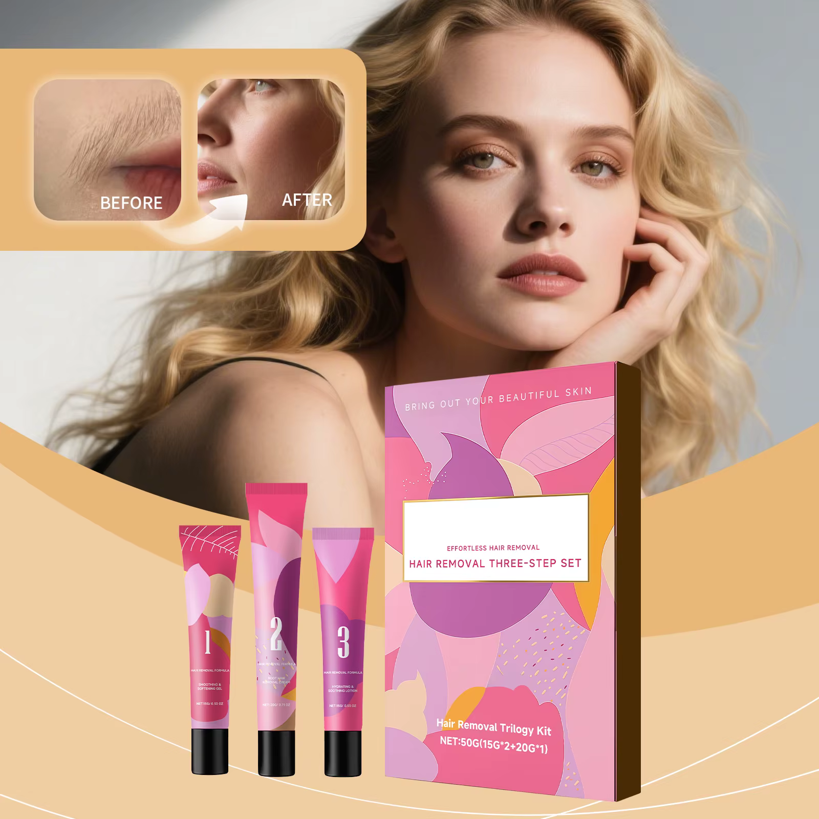 Crème dépilatoire douce pour le visage féminin