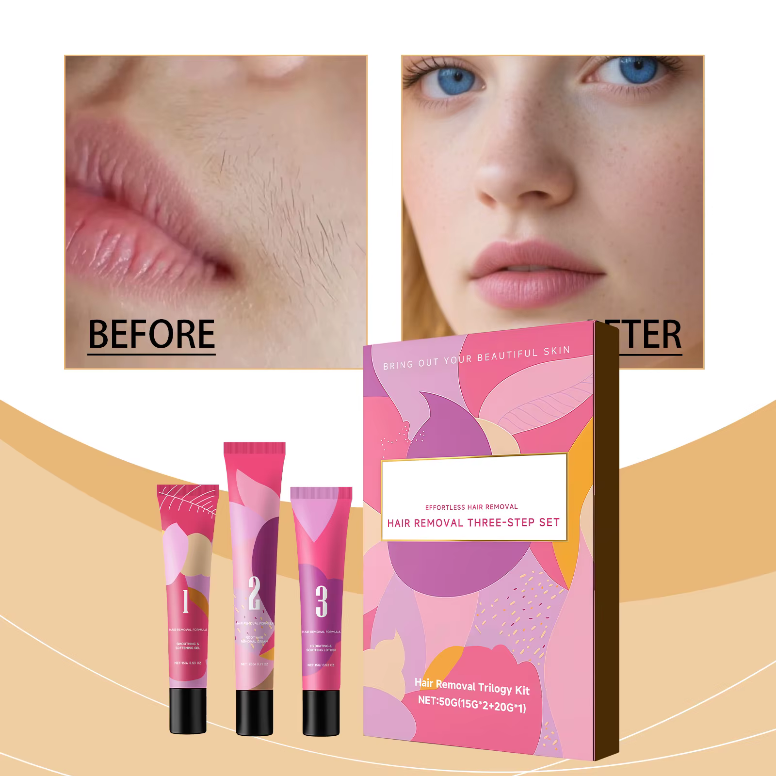 Crème dépilatoire douce pour le visage féminin
