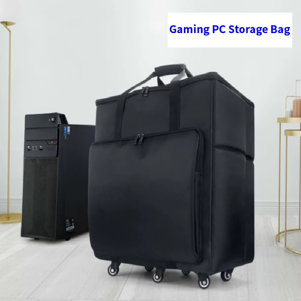 Sac d'ordinateur de jeu de bureau, mallette de voyage, sac de rangement pour ordinateur de jeu, processeur principal, moniteur et accessoires.
