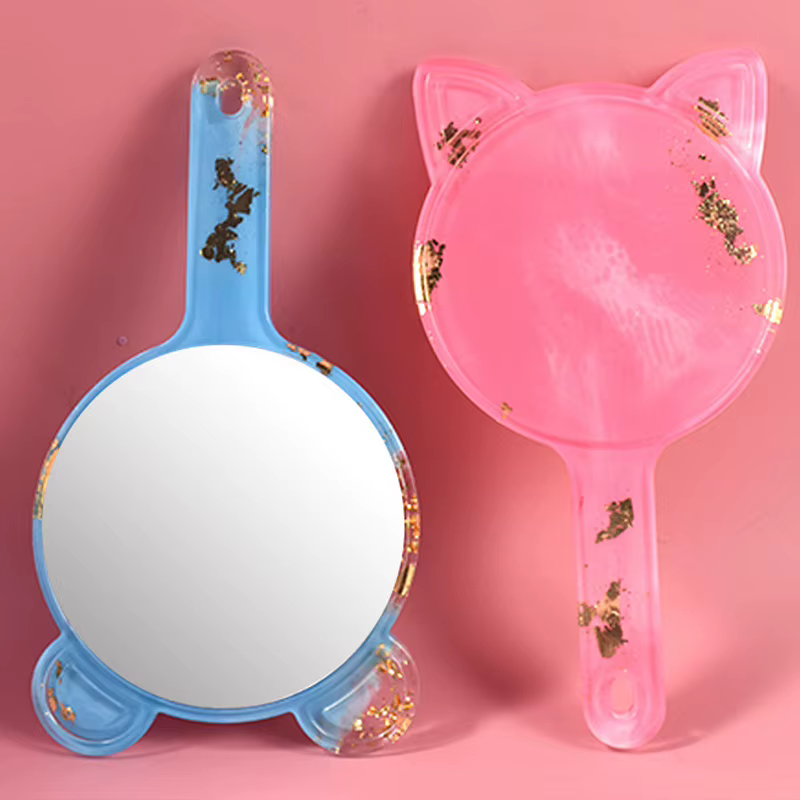 Moule en résine miroir à tenir à la main, décoration de la maison douce, grand moule en silicone miroir de maquillage, fournitures d'artisanat d'art en résine bricolage