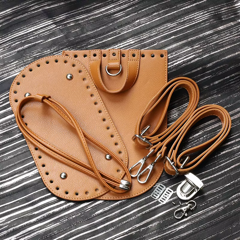1 ensemble de sacs à main faits à la main pour femmes, sac de couture, housse en cuir avec trous, accessoires de bricolage pour sac à dos tricoté