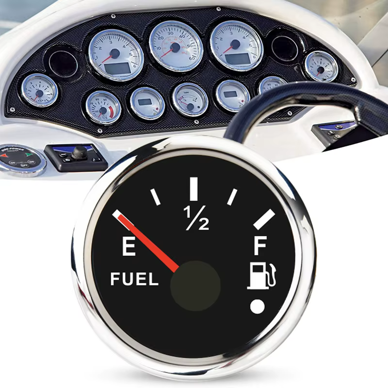 Jauge de niveau de carburant 52mm 0-190Ohm commutable 240-33ohm, jauge étanche de voiture de bateau avec alarme