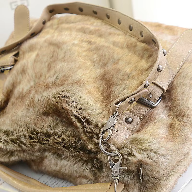 Sac à main fourre-tout en fausse fourrure pour femme, sac messager, sac à main design, haute qualité, luxe, mode, hiver, 2019