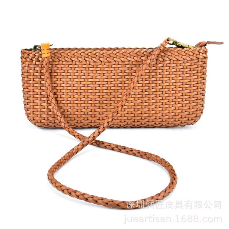 Sacs à main tissés en cuir, pochette en cuir cirhide première couche, petit sac à bandoulière