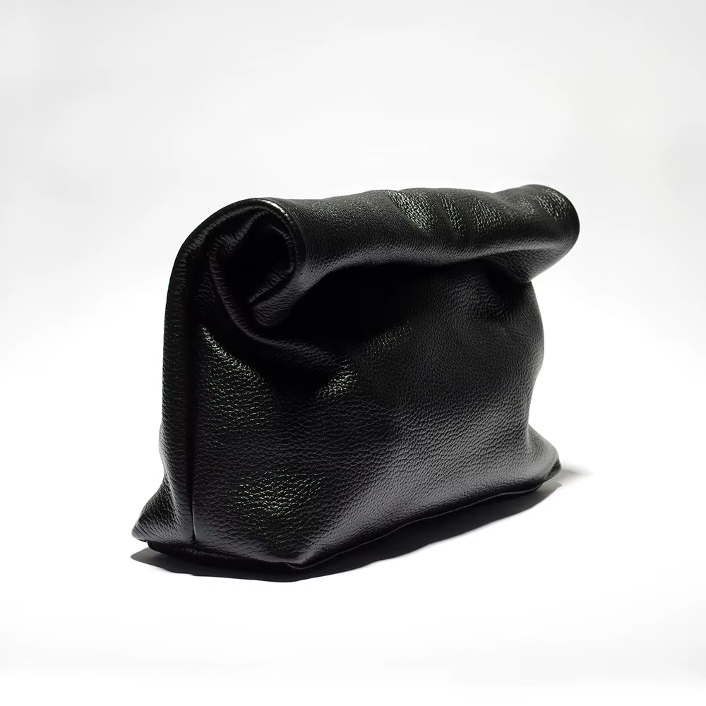 Sac à main en cuir noir, pochette décontractée et élégante, sac souple pour téléphone, sacoche pour ordinateur portable en cuir véritable de haute qualité pour femme
