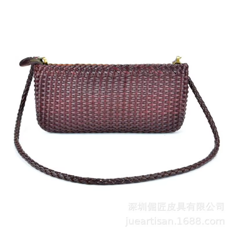 Sacs à main tissés en cuir, pochette en cuir cirhide première couche, petit sac à bandoulière