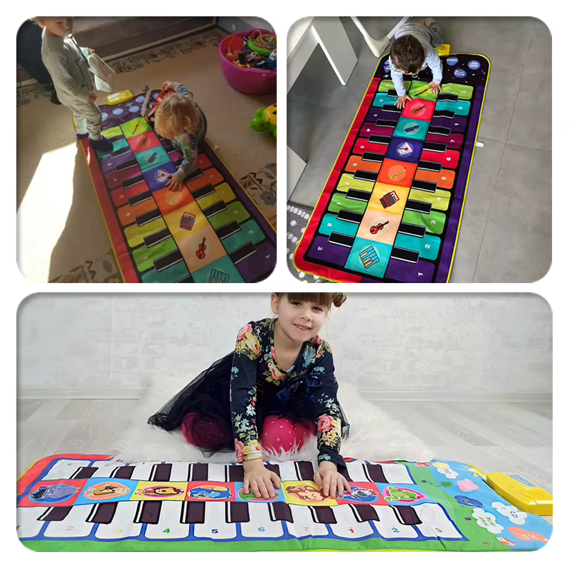 Tapis de Piano Musical pour enfants, tapis de jeu pour clavier Duet, 20 touches, Piano au sol avec 8 sons d'instruments, 5 Modes Paly, tapis de danse, jouets éducatifs