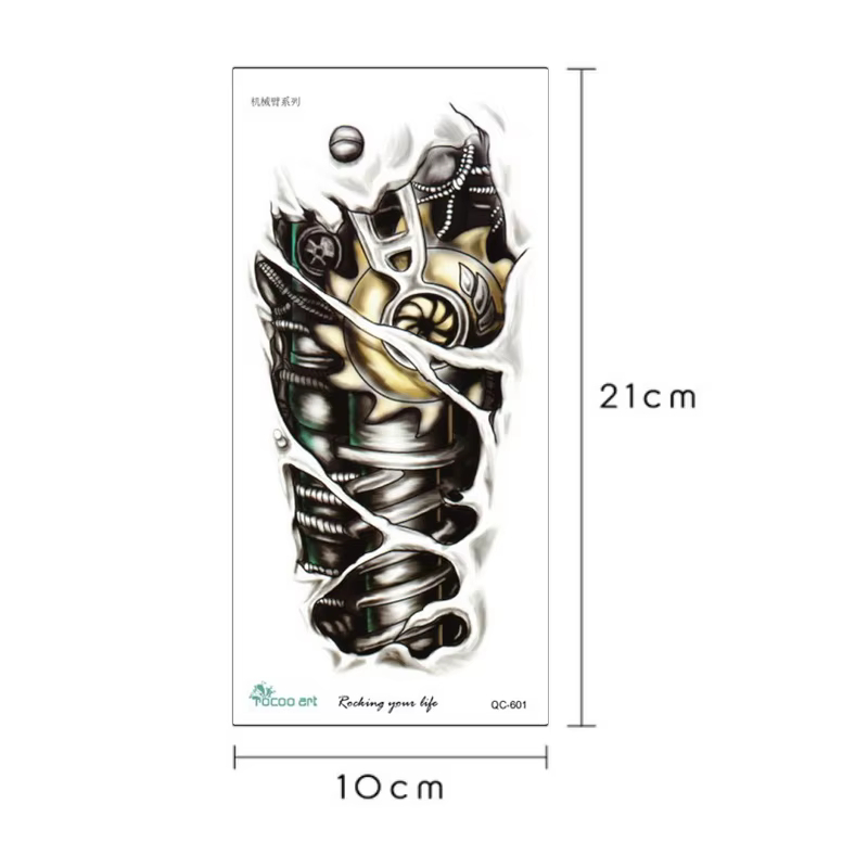 Tatouage temporaire hommes tigre mécanique tatouage temporaire garçon imperméable main tatoo 3D robot tatouage autocollant transfert d'eau art corporel