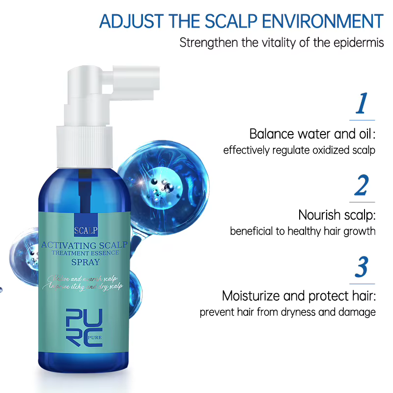PURC-Spray de Traitement du Cuir oral elu et des Pellicules, Produit de miles, Santé, Prévenir les Démangeaisons, Contrôle de l'Huile, Sérum Anti-Perte de Cheveux, 5 Pièces