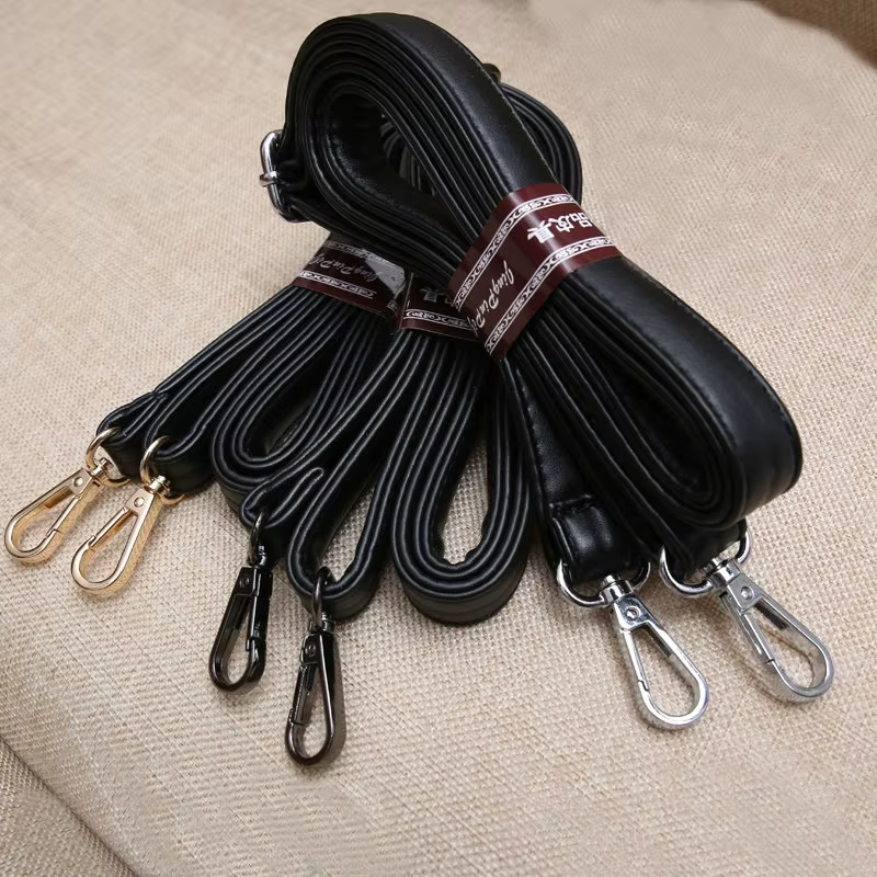 Sangle de sac en cuir PU avec mousqueton réglable pour femme, poignée, ceinture, noir, verni, bricolage, accessoires de sac à main, largeur 2.5cm, 2cm, 1.2cm