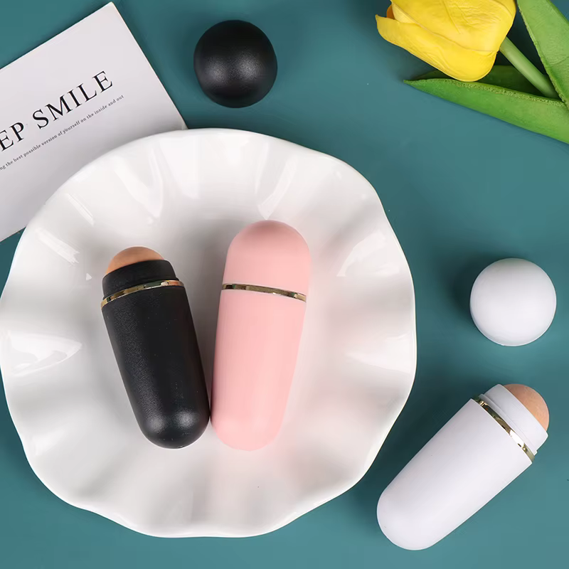 Rouleau absorbant l'huile pour le visage, pierre volcanique naturelle, bâton de Massage, maquillage, outil de soins de la peau, nettoyage des Pores du visage, rouleau d'huile