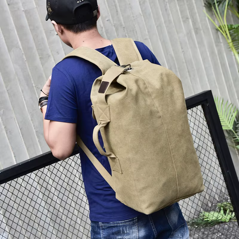 Sac à dos de voyage pour hommes, grande capacité, sac à main d'alpinisme, seau en toile de bonne qualité, sacs à bandoulière pour hommes