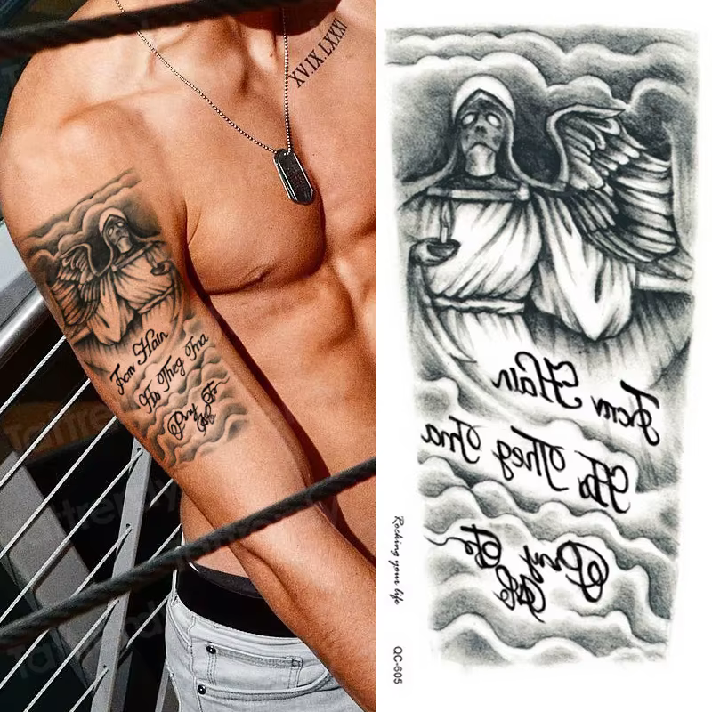 Tatouage temporaire hommes tigre mécanique tatouage temporaire garçon imperméable main tatoo 3D robot tatouage autocollant transfert d'eau art corporel