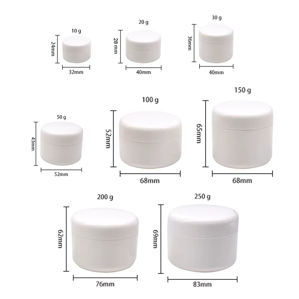 Pot de crème blanche 10/20/30/50/100/150/200/250g