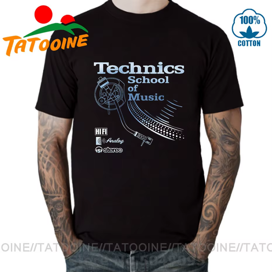 Hypothécaire ooine-T-shirt rétro pour homme, vêtement long play, école de musique technique, vintage, DJ, tendance, 2020