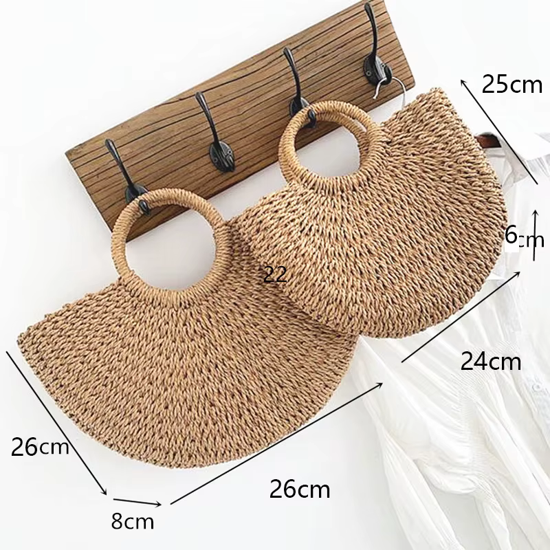 Sacs à main en paille multistyles pour femmes, sacoche d'été tissée à bandoulière pour plage, style bohème Bali, pour voyage et vacances
