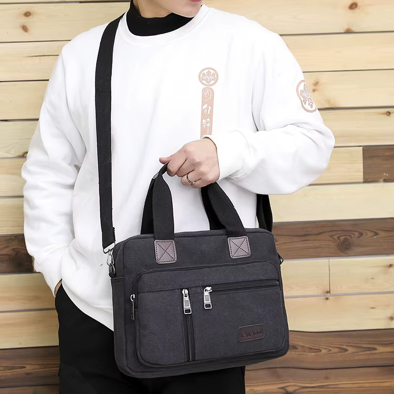 Sac à main en toile pour hommes, sac à bandoulière de grande capacité, sac à bandoulière multicouche pour voyage étudiant, sac à poignée supérieure, fourre-tout de loisirs