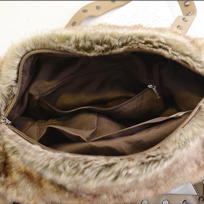 Sac à main fourre-tout en fausse fourrure pour femme, sac messager, sac à main design, haute qualité, luxe, mode, hiver, 2019
