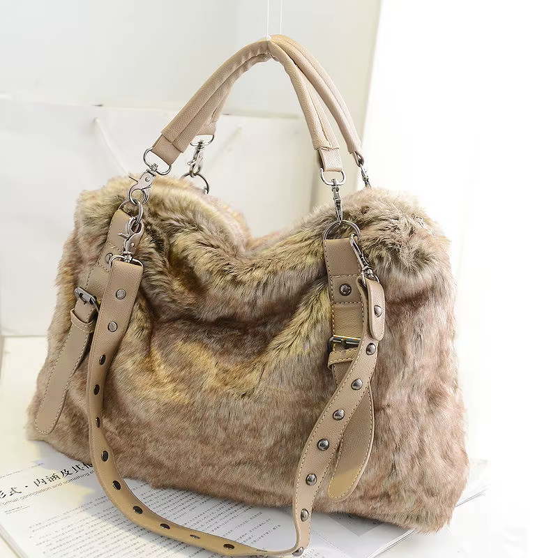Sac à main fourre-tout en fausse fourrure pour femme, sac messager, sac à main design, haute qualité, luxe, mode, hiver, 2019