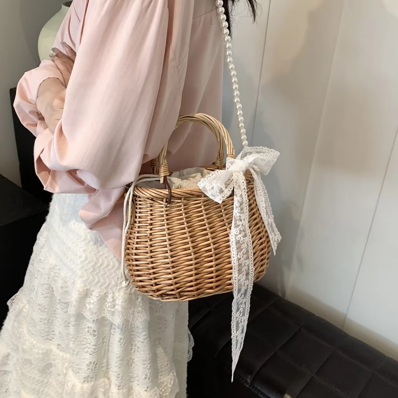 Sac à bandoulière en paille pour femmes, sac à main tissé à la main en raphia et rotin, fourre-tout décontracté pour vacances, panier de shopping, sac de plage