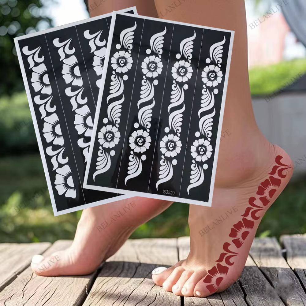 Pochoir au henné pour pied et main