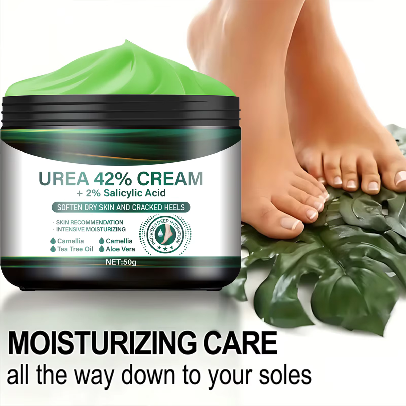 Crème pour Pieds à l'Urée 42% et Acide Salicylique - Réparation Intensive des Talons Fendillés