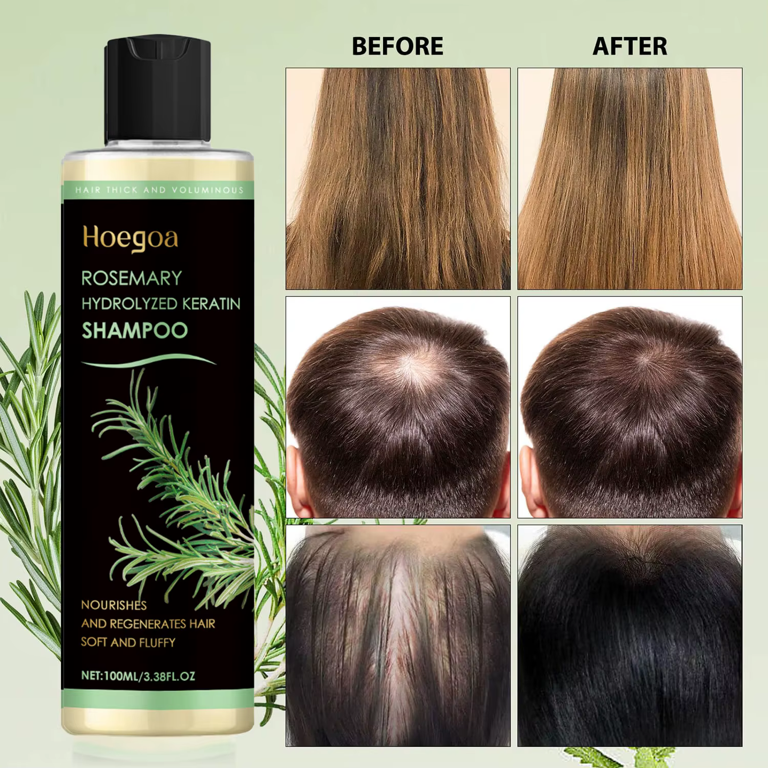 Shampoing pour la croissance des cheveux à l'huile de romarin