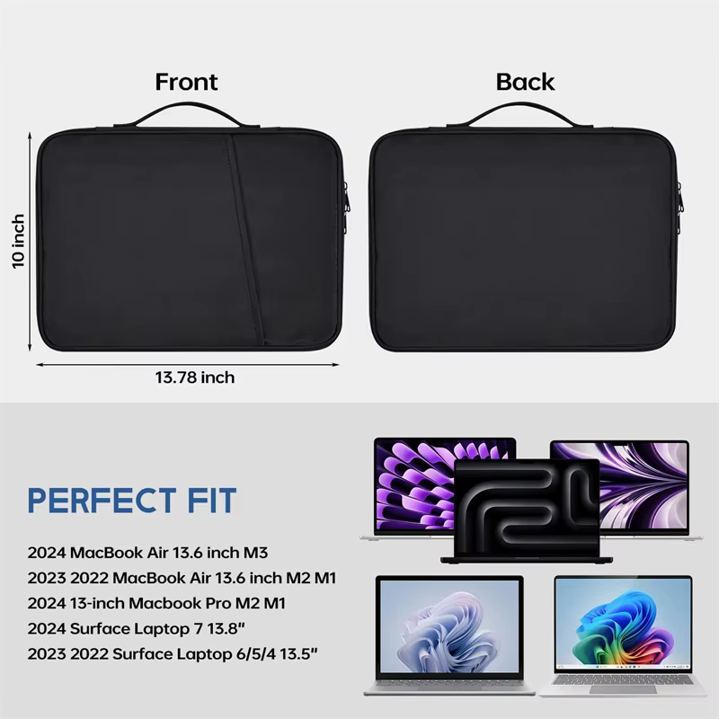 Sac pour ordinateur portable de 11 et 13 pouces avec poche avant pour ranger la batterie, la souris, grand espace, sac à main pour ordinateur portable, sac à main léger pour ordinateur portable