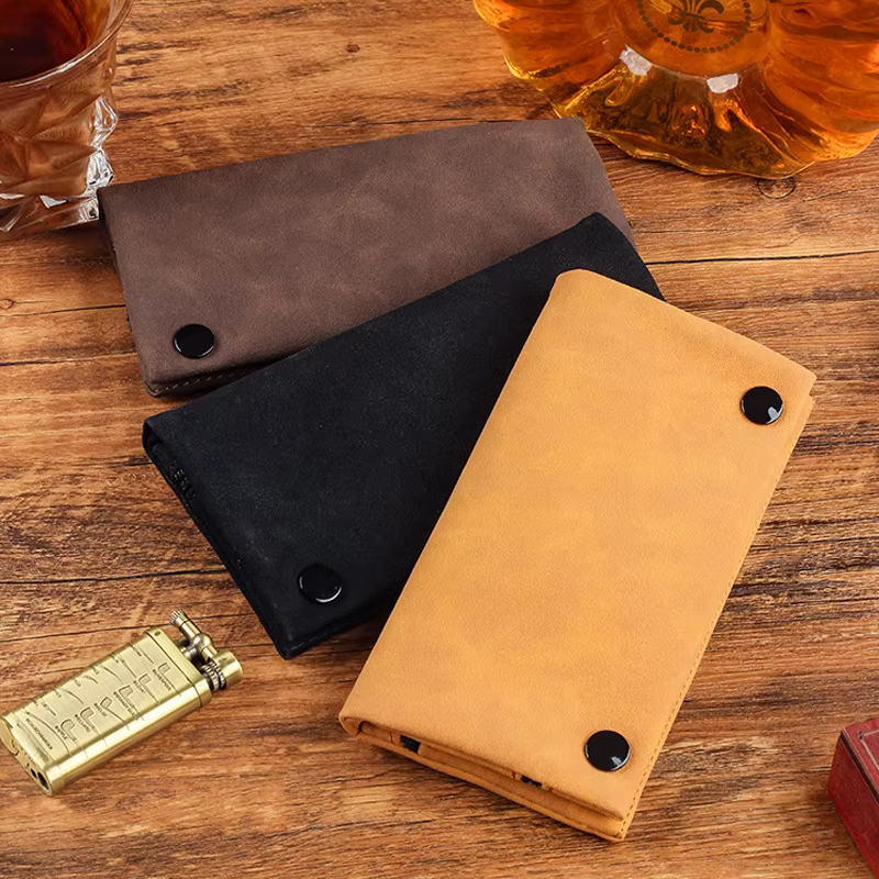 Pochette à tabac en cuir faite à la main, étui porte-papier pour fumer, sac portefeuille multifonctionnel pliable, sac de rangement pour tabac